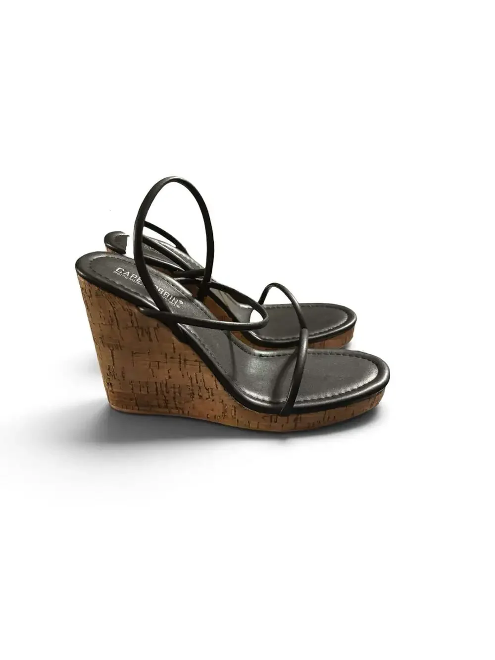 Cape Robbin Ando Women's Cork Wedge Sandals in Black